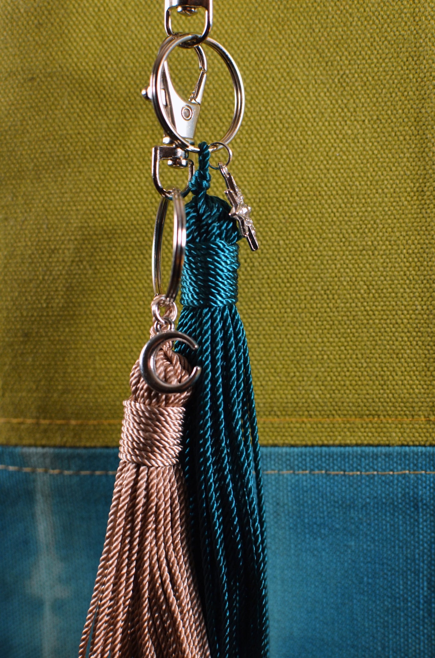 tassel keychain with gold charm