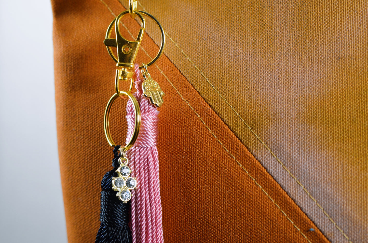 tassel keychain with gold charm